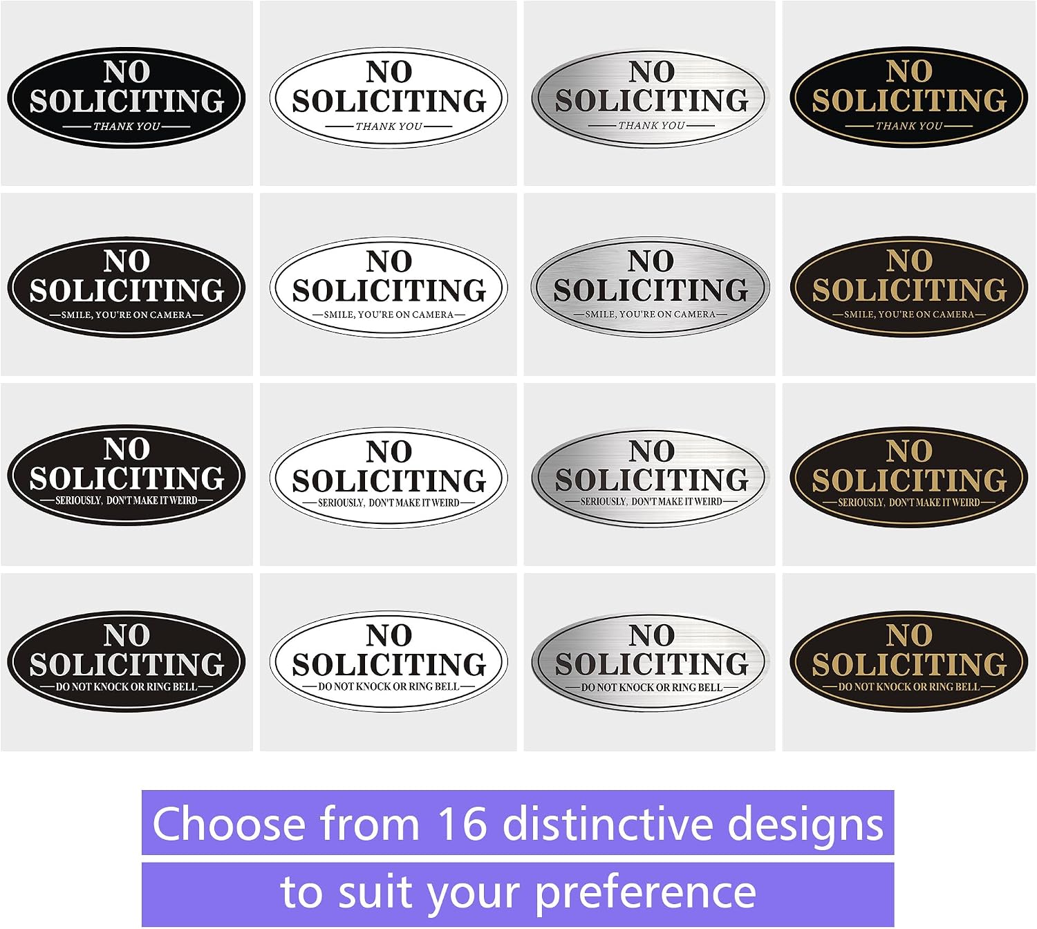 (2 Pack) No Soliciting Sign for House, Self Adhesive No Soliciting Sign for Front Door, No Solicitation Metal Sticker Signs for Home and Yard (Black/Golden, 7 x 3 inches, Do Not Knock or Ring Bell)
