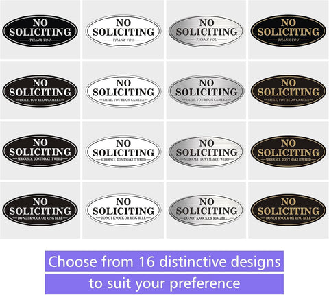 (2 Pack) No Soliciting Sign for House, Self Adhesive No Soliciting Sign for Front Door, No Solicitation Metal Sticker Signs for Home and Yard (Black/Golden, 7 x 3 inches, Do Not Knock or Ring Bell)