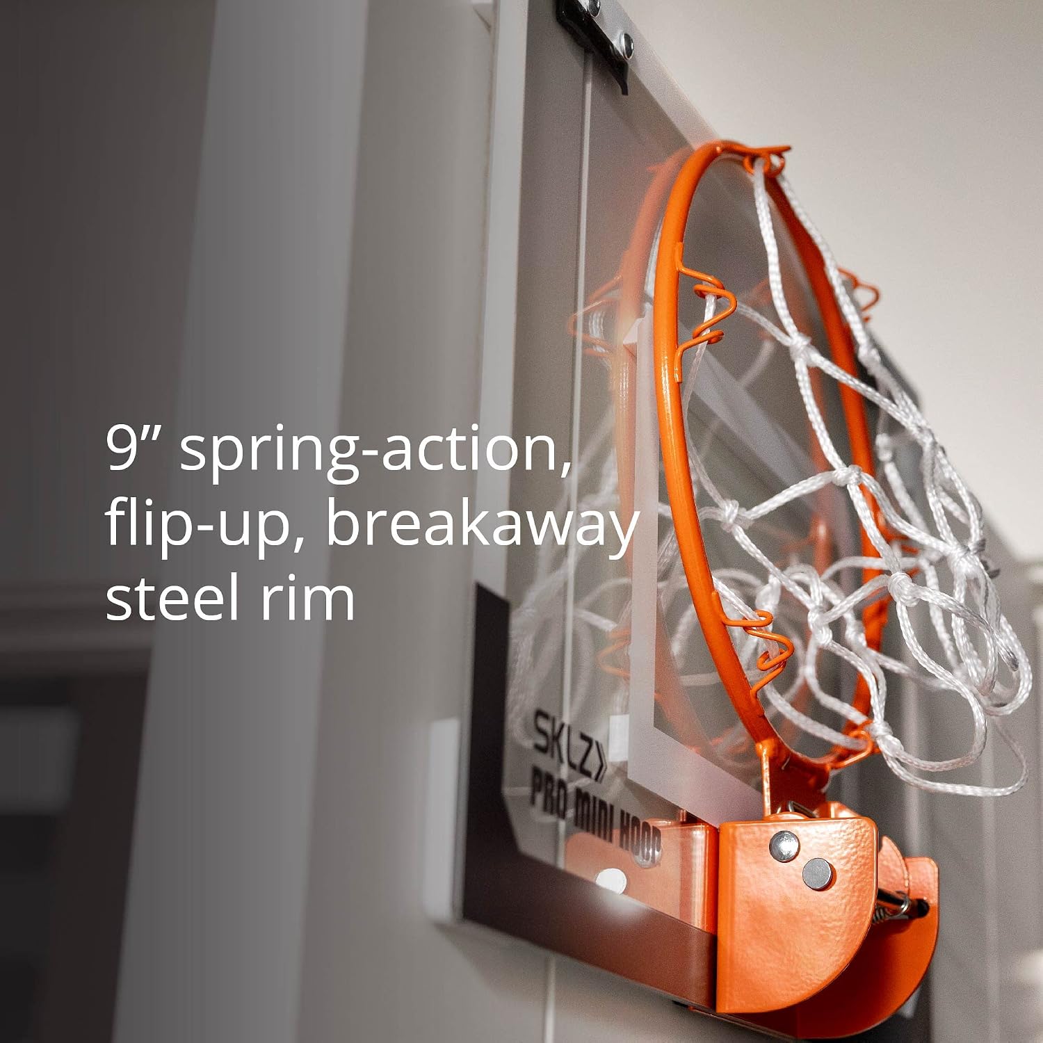 SKLZ Pro Mini Indoor Basketball Hoop with Ball, Over the Door, Shatter-Proof Backboard, Spring-Action Break-Away Steel Rim, Great for Home, Dorm Room, and Office