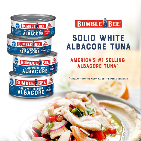 Bumble Bee Solid White Albacore Tuna in Water, 5 oz (Pack of 24) | Wild Caught Tuna, 29g Protein per Can, High in Omega-3s, Non-GMO, Gluten Free, Kosher