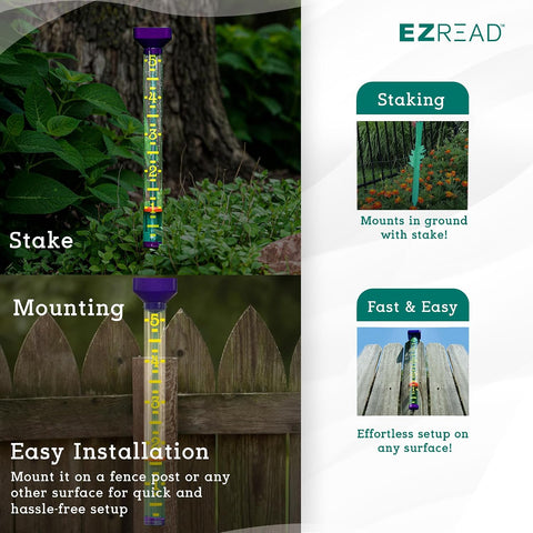 Headwind EZRead 21” Giant Professional Outdoor rain Gauge, USA Made Heavy Duty All Weather Freeze Proof Stake or mountable with Float, Violet (820-1002VIO)