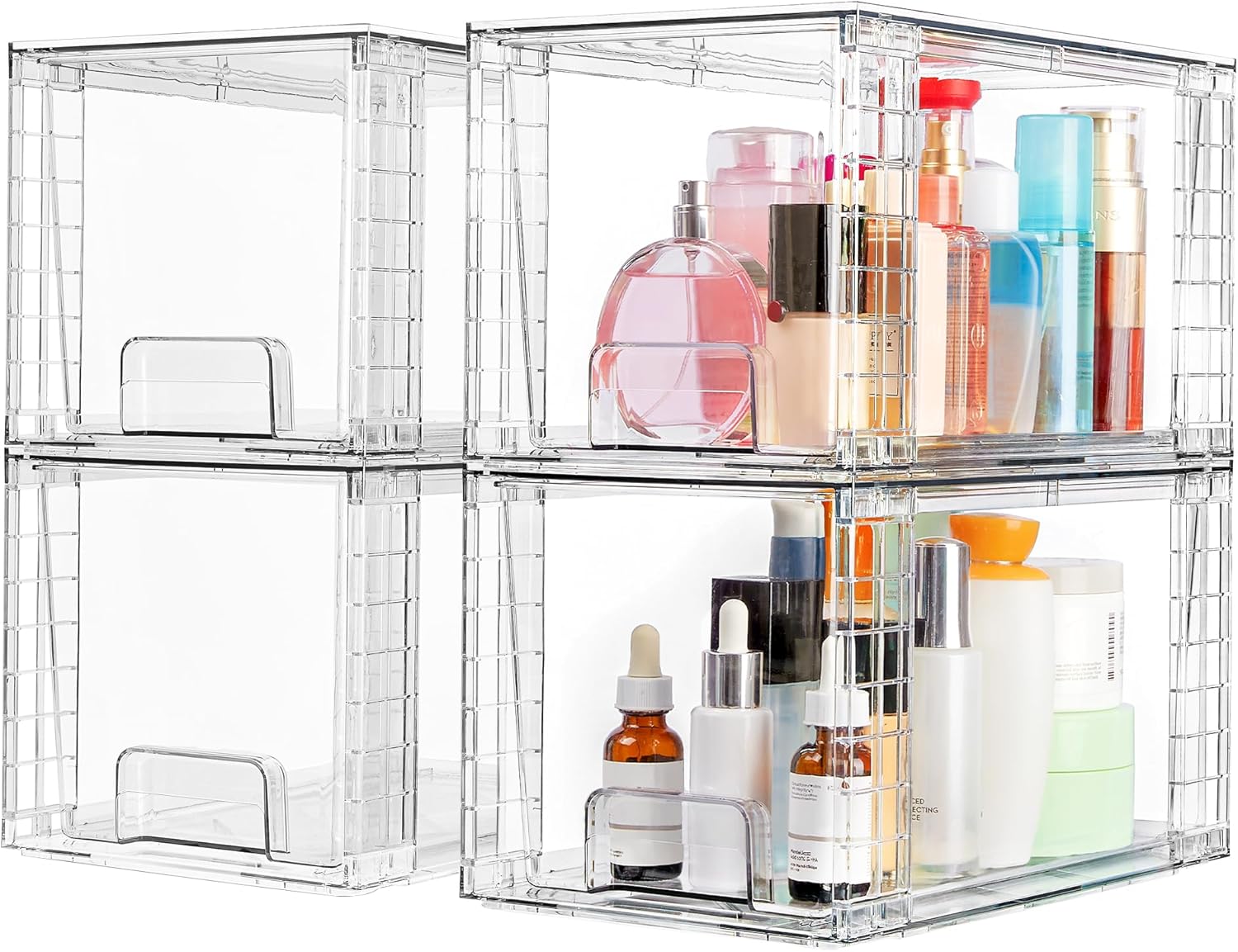 Vtopmart 4 Pack Large Stackable Storage Drawers, Clear
