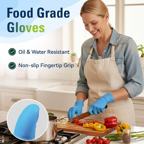 SWIFTLITE Blue Nitrile Gloves Disposable Latex Free, Food Safe