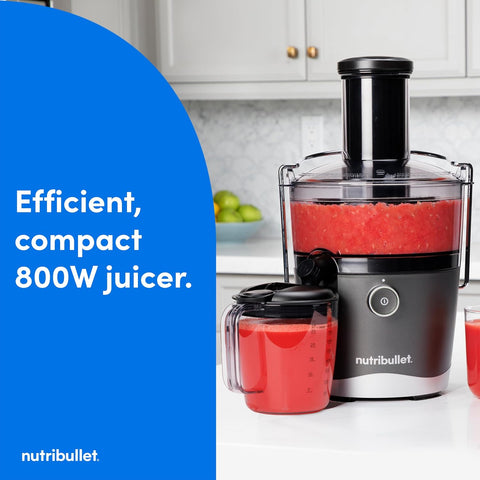 nutribullet® Juicer, 800W Juicer, Large 3" Feed Chute for Whole Fruits and Vegetables, 27oz Juice Pitcher, .5L Pulp Container, Dual Speeds, BPA Free, Gray, NBJ50100