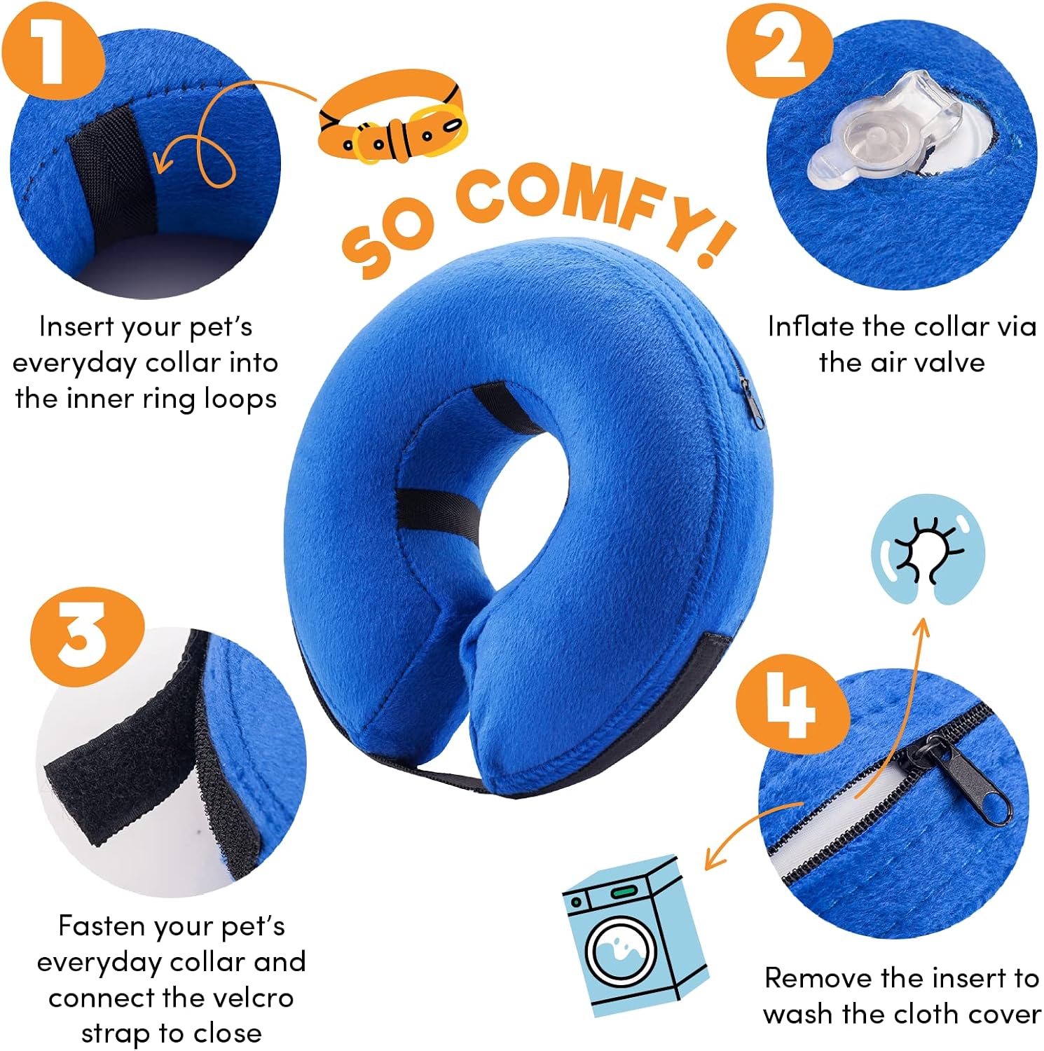 BENCMATE Inflatable Dog Cone Collar Alternative After Surgery X-Small, Blue