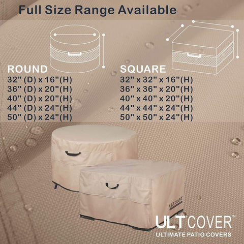 ULTCOVER Waterproof Round Patio Fire Pit Table Cover 44 inch