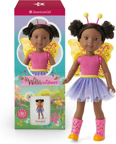 American Girl WellieWishers 14.5-inch Kendall Doll with Pink Leotard, Mesh Skirt, Headband, and Boots, For Ages 4+