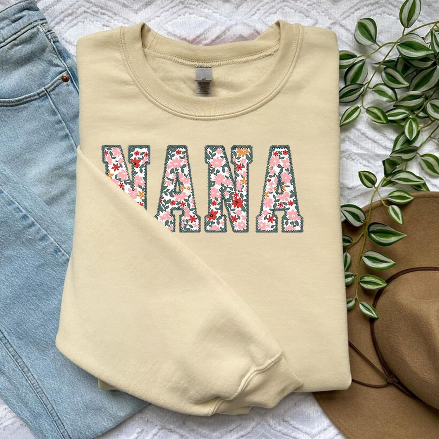 Personalized Embroidered Applique Grandma Sweatshirt Custom Nana Mimi Granny Mamaw Mama Women Gift Mothers Day 2024