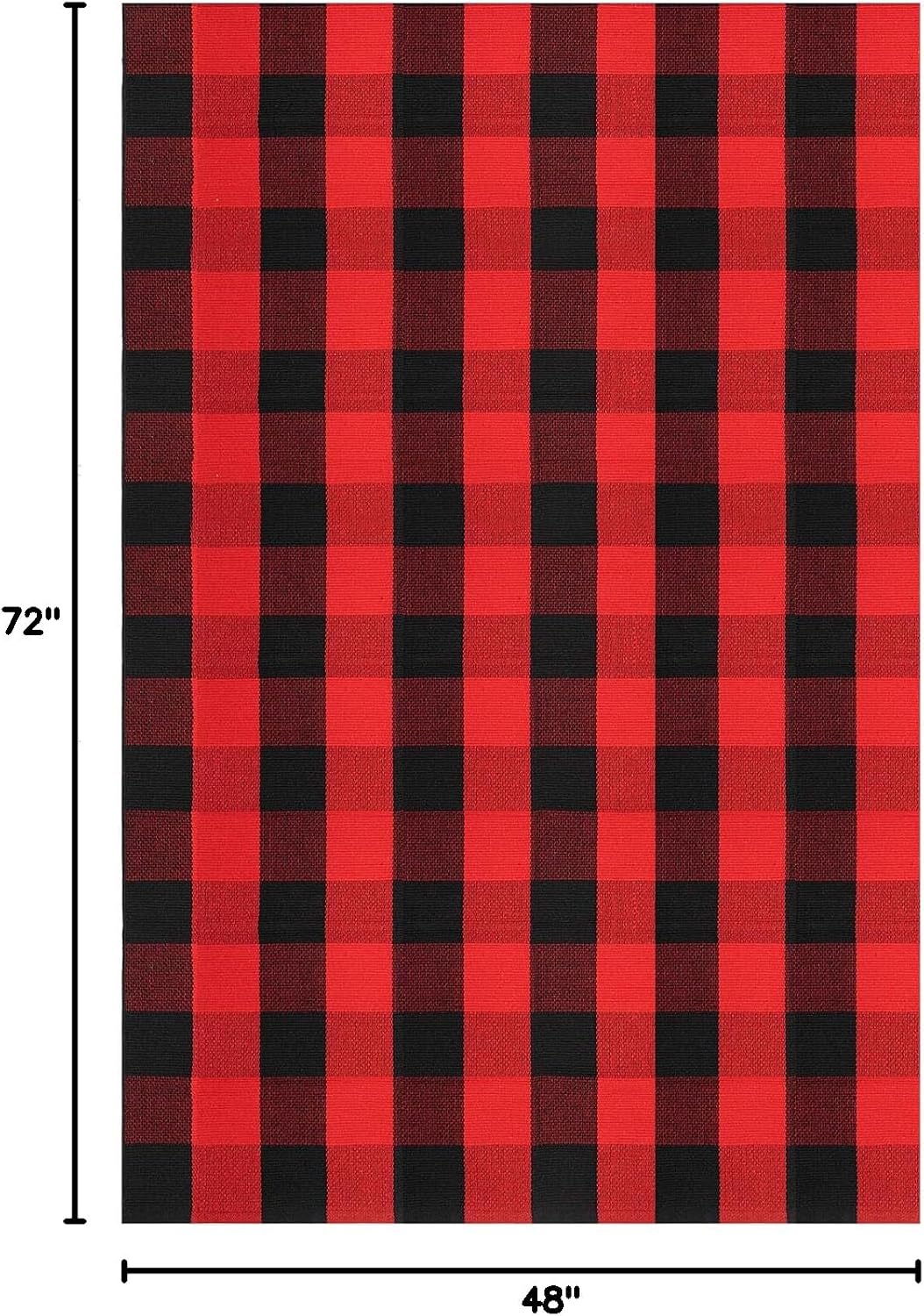 IOHOUZE Christmas Buffalo Plaid Outdoor Rug 4x6, Washable, Red Black