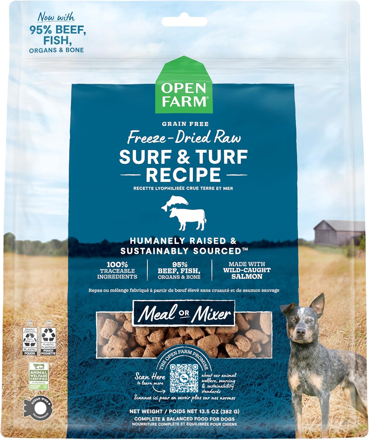 Open Farm Freeze Dried Raw Dog Food, Beef Bite-Sized Morsels, 31.5oz Bag
