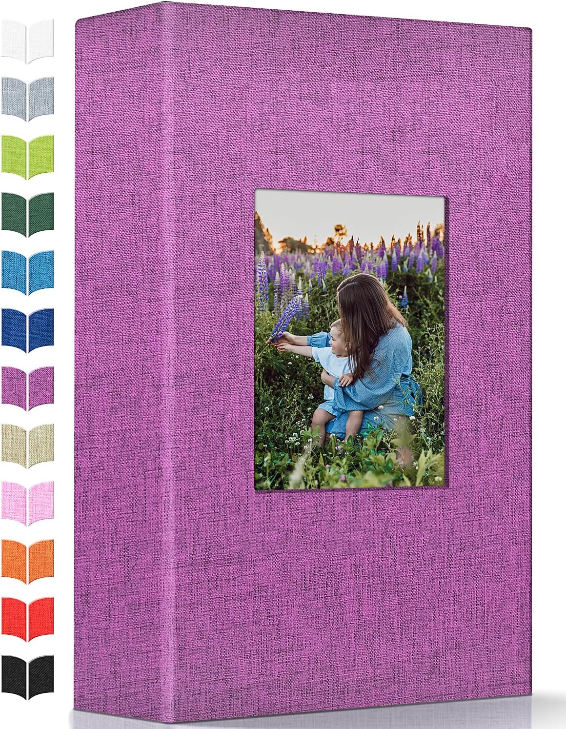 Artfeel Photo Album 4x6 with 300 Pockets,Slip-in Picture Albums,Linen Cover Memory Book with Front Window,White Page Vertical Photo Book for Wedding,Family,Anniversare,Baby,Vacation