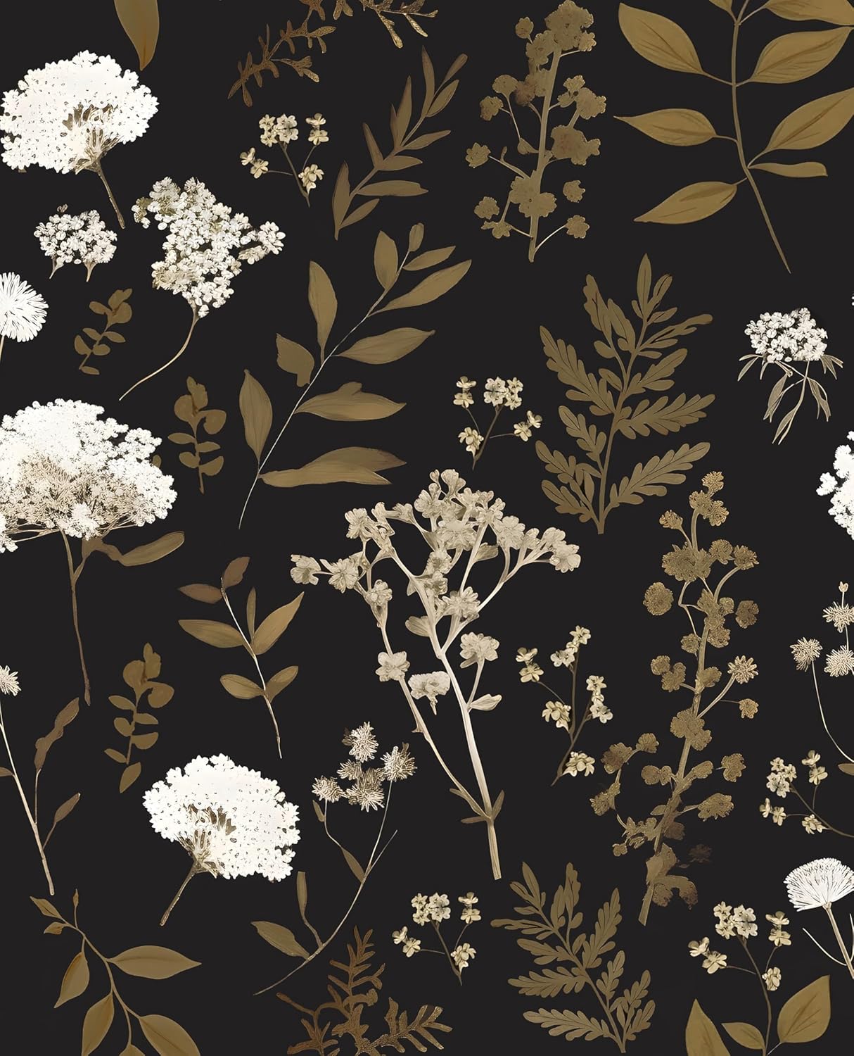 Laatse Vintage Dark Floral Leaf Peel and Stick Wallpaper 17.5"x393"