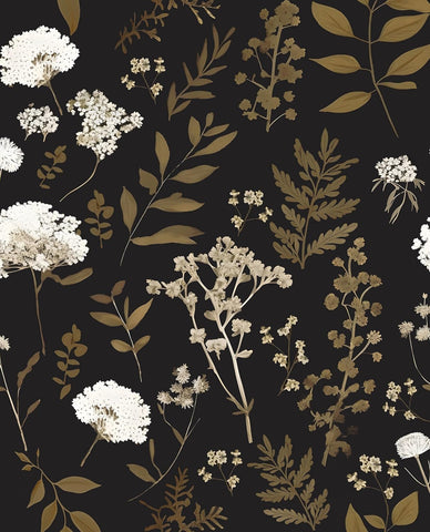 Laatse Vintage Dark Floral Leaf Peel and Stick Wallpaper 17.5"x393"