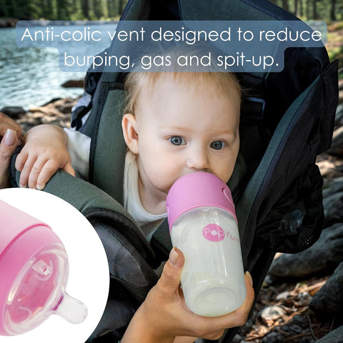 PopYum 5 oz Pink Anti-Colic Formula Making Baby Bottles, 2-Pack