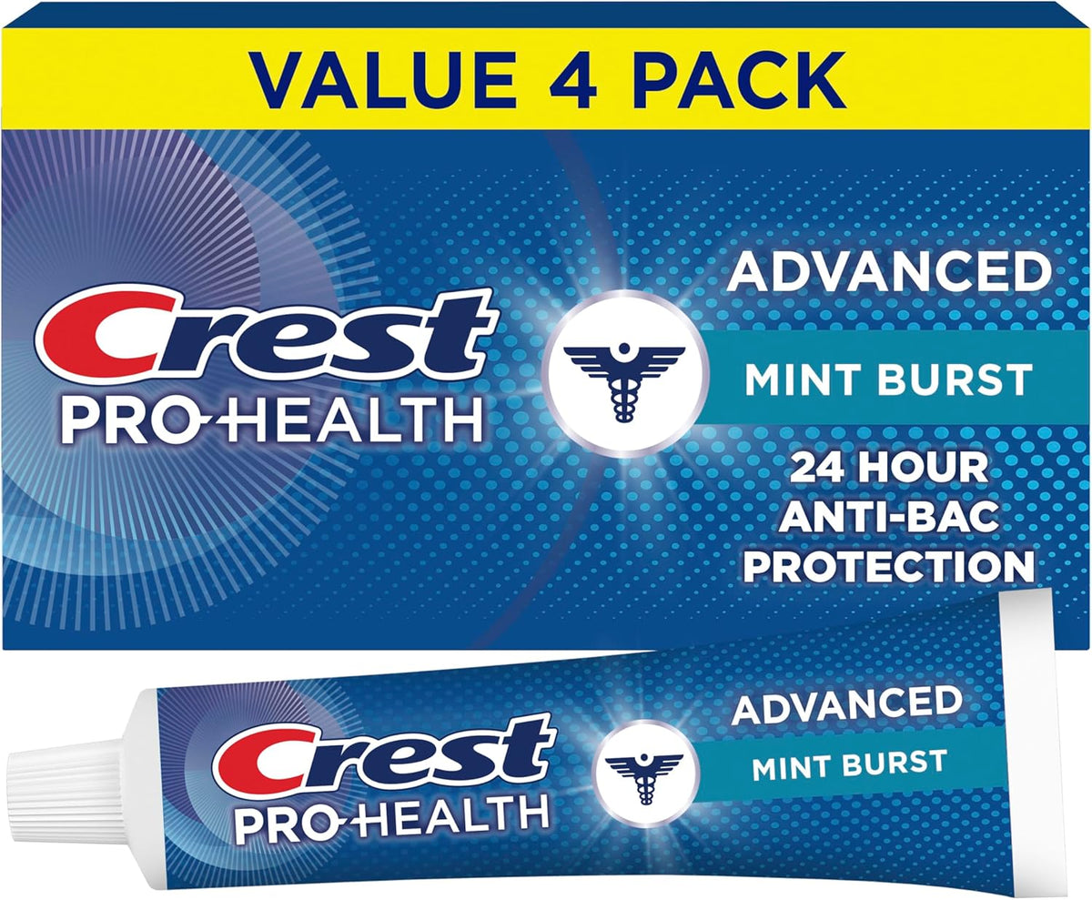 Crest Pro-Health Advanced Antibacterial Protection Toothpaste,5 oz 4 Pack, Teeth Whitening for adults, Breath Freshener, for Sensitive Teeth, Gum Health, Gingivitis toothpaste, Travel Size Toiletries