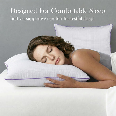Pillows Queen Size Set of 2 – Bed Pillows for Sleeping, Down Alternative Pillows, Soft Yet Supportive, Maintains Loft, Hotel Quality, Machine Washable