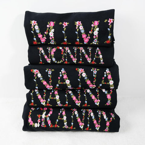 Embroidery Mimi Sweatshirts For Women Gift Sweatshirt From Grandkids Mimi Flower Grandma Gift Mothers Christmas