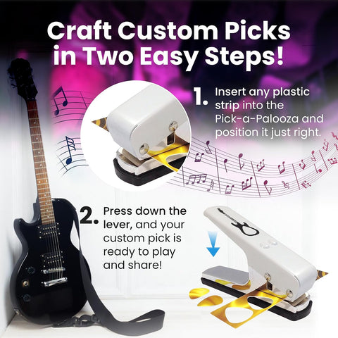 DIY Guitar Picks Punch Mega Pack with Pick Punch Tool- White