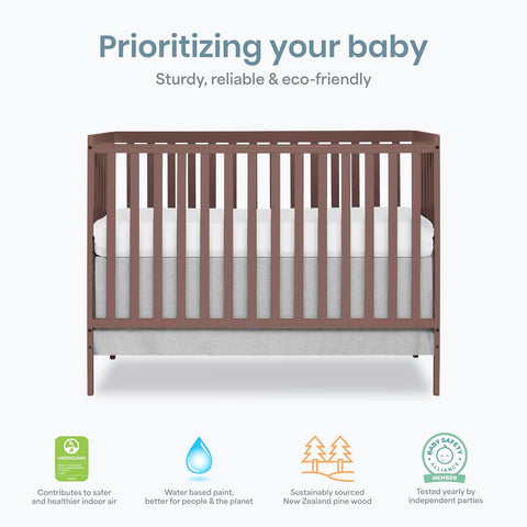 Dream On Me Synergy 5-in-1 Baby Crib, Converts to Toddler Bed, Baltic Amber