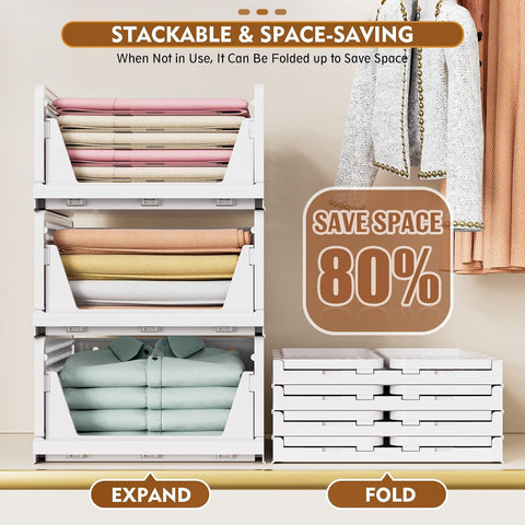 Upgraded Closet Organizers and Storage, Stackable Closet Organizer Basket