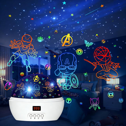 MOKOQI Kid Light Projector Superhero Toys for Boys 5-7 Avengers Night Light