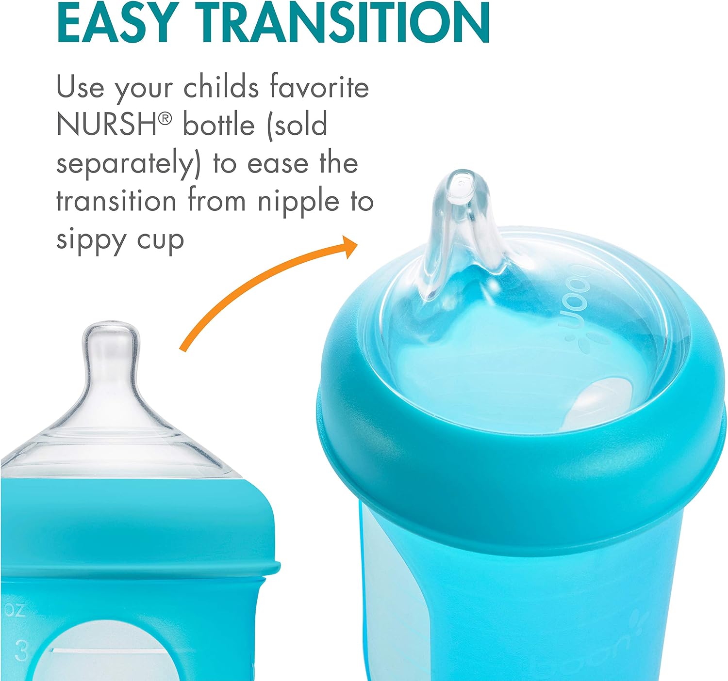 Boon Nursh Silicone Sippy Cup Lid - Convertible Transitional Sippy Spouts for Nursh Baby Bottles - Sippy Cup Lids for Babies - Baby Feeding Supplies - Ages 6 Months and Up - 3 Count