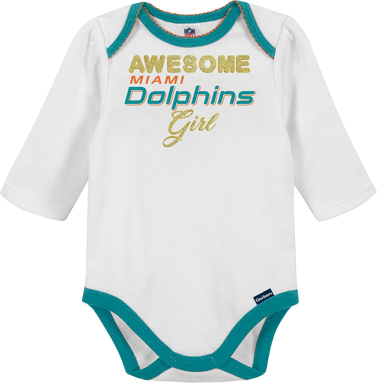 Gerber NFL Baby Girls 3-Pack Bodysuit Registry Gift Set Footed Pant and Cap