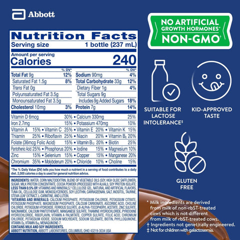 PediaSure Grow & Gain Kids Nutrition Shake, 7g Protein, Chocolate, 24 Pack