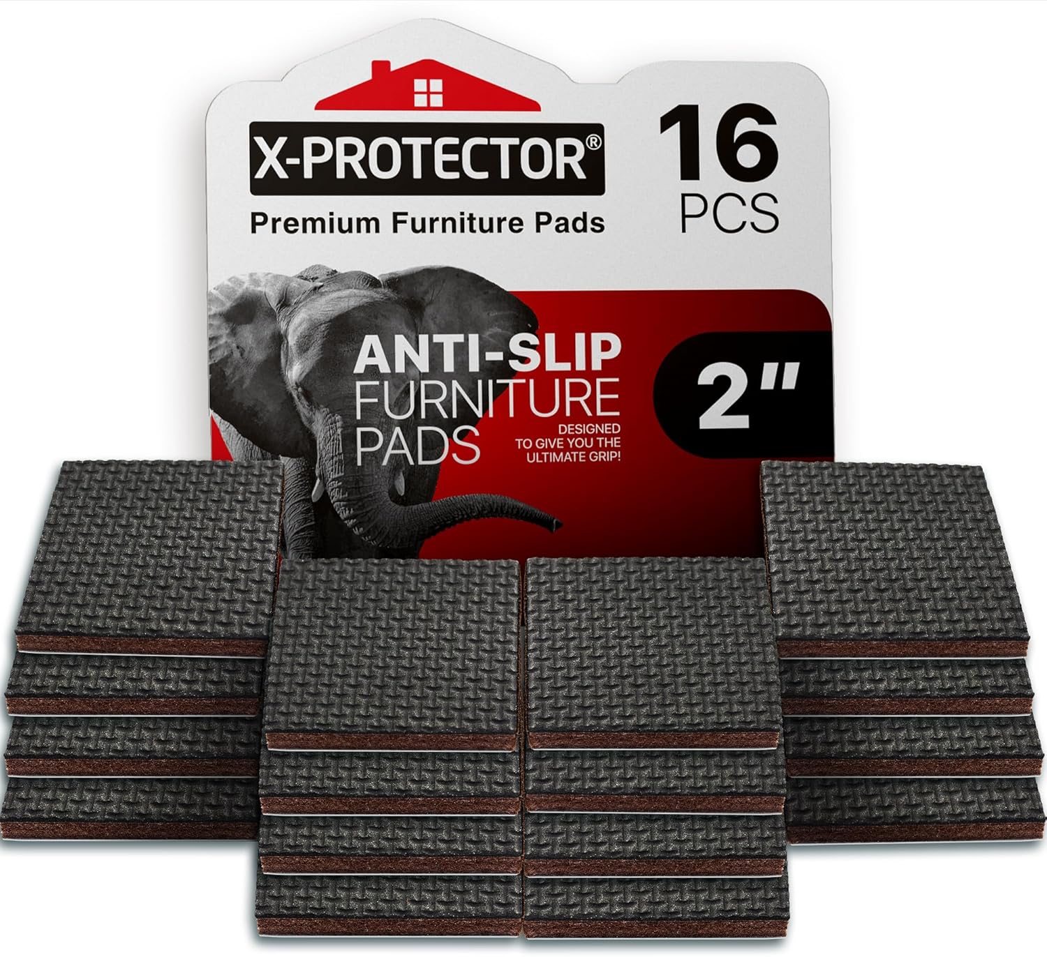 X-PROTECTOR Non Slip Furniture Pads - 16 Premium Furniture Grippers 2"!
