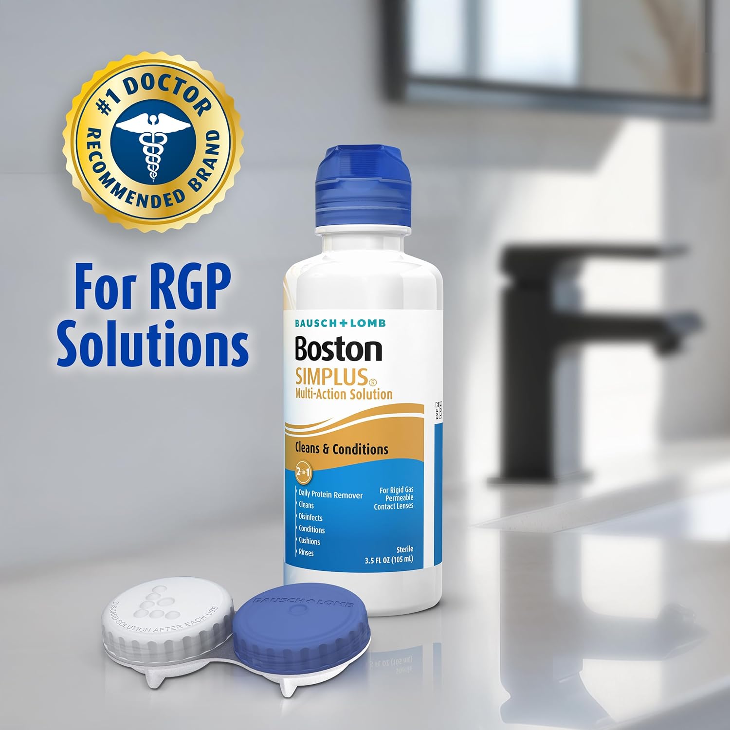 Boston SIMPLUS Multi-Action RGP Contact Lens Solution, 3.5 Fl Oz