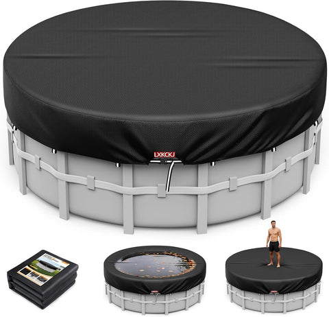 LXKCKJ 12 Ft Pool Cover for Above Ground Pool, Round 420D Solar Oxford Tarp