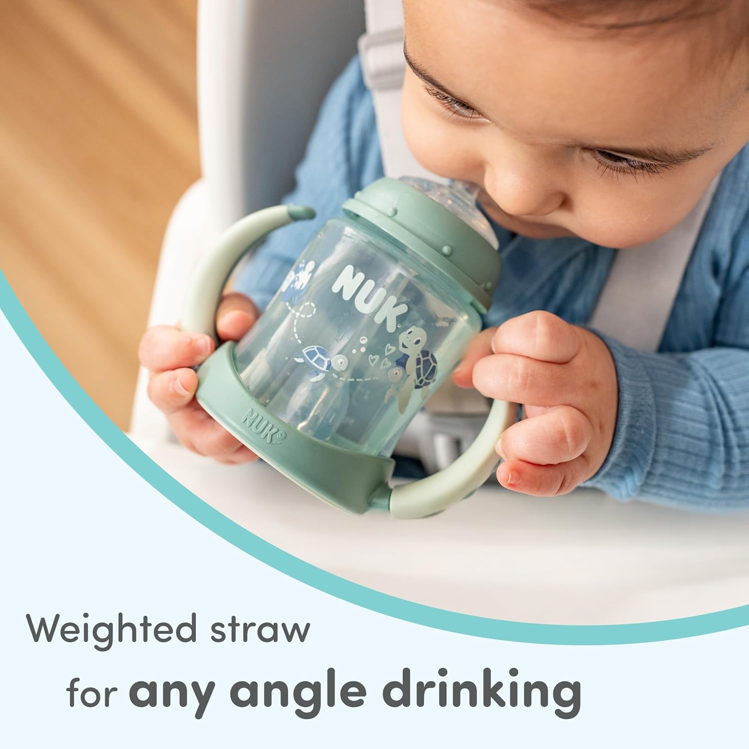 NUK Learner Straw Cup 10oz - Toddler Cup with Soft Straw for Easy Drinking Suitable for Ages 8 Months and Up