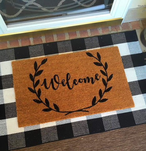 LEVINIS Door Mat - Cotton Rugs Black and White Checkered Plaid Rug for Kitchen/Bathroom/Entry Way 27.5'' x 43''