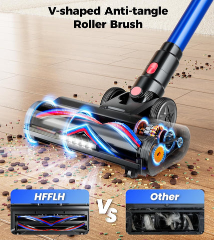 Cordless Vacuum Cleaner, 600W 50Kpa 65Mins Cordless Stick Vacuum with Self-Standing, Touch Screen, Anti-Tangle Wireless Vacuum, Vacuum Cleaners for Home/Pet Hair/Carpets/Hardwood Floor