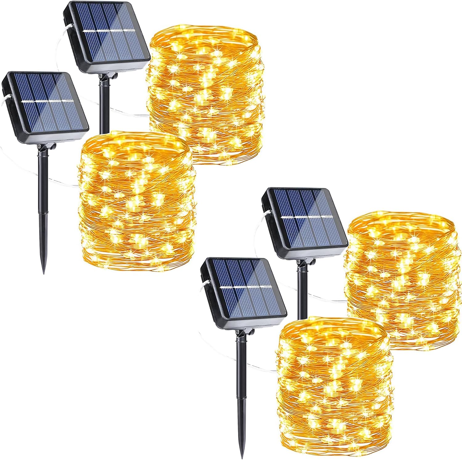 Joomer Solar Fairy Lights, 4Pack Total 104FT 320LED Lights, Warm White