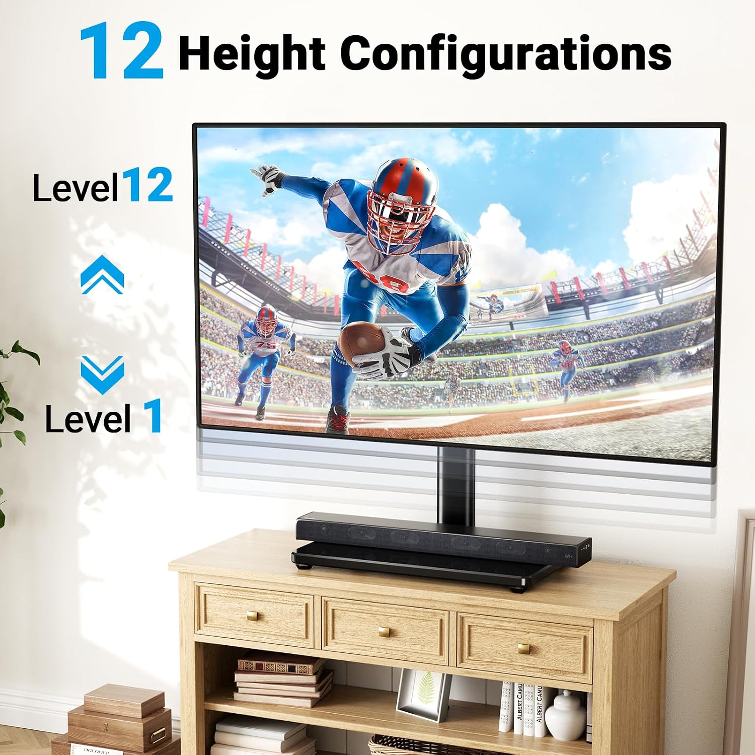 PERLESMITH Universal Swivel TV Stand for 24-60 inch TVs up to 99 lbs, 12 Height Adjustable Table Top TV Stand, TV Base Stand with Tempered Glass Base, Max VESA 400x400mm, PSTVS33