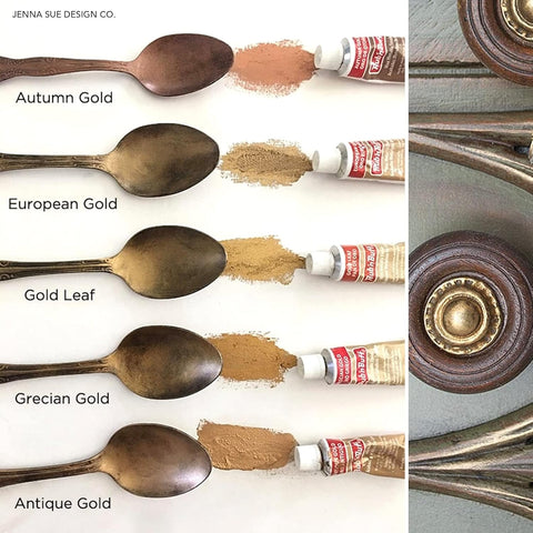 GRAS Art Bundles Wax Metallic European Gold Paint, 0.5 Fluid Ounce, Pixiss Blending Tools for Applying