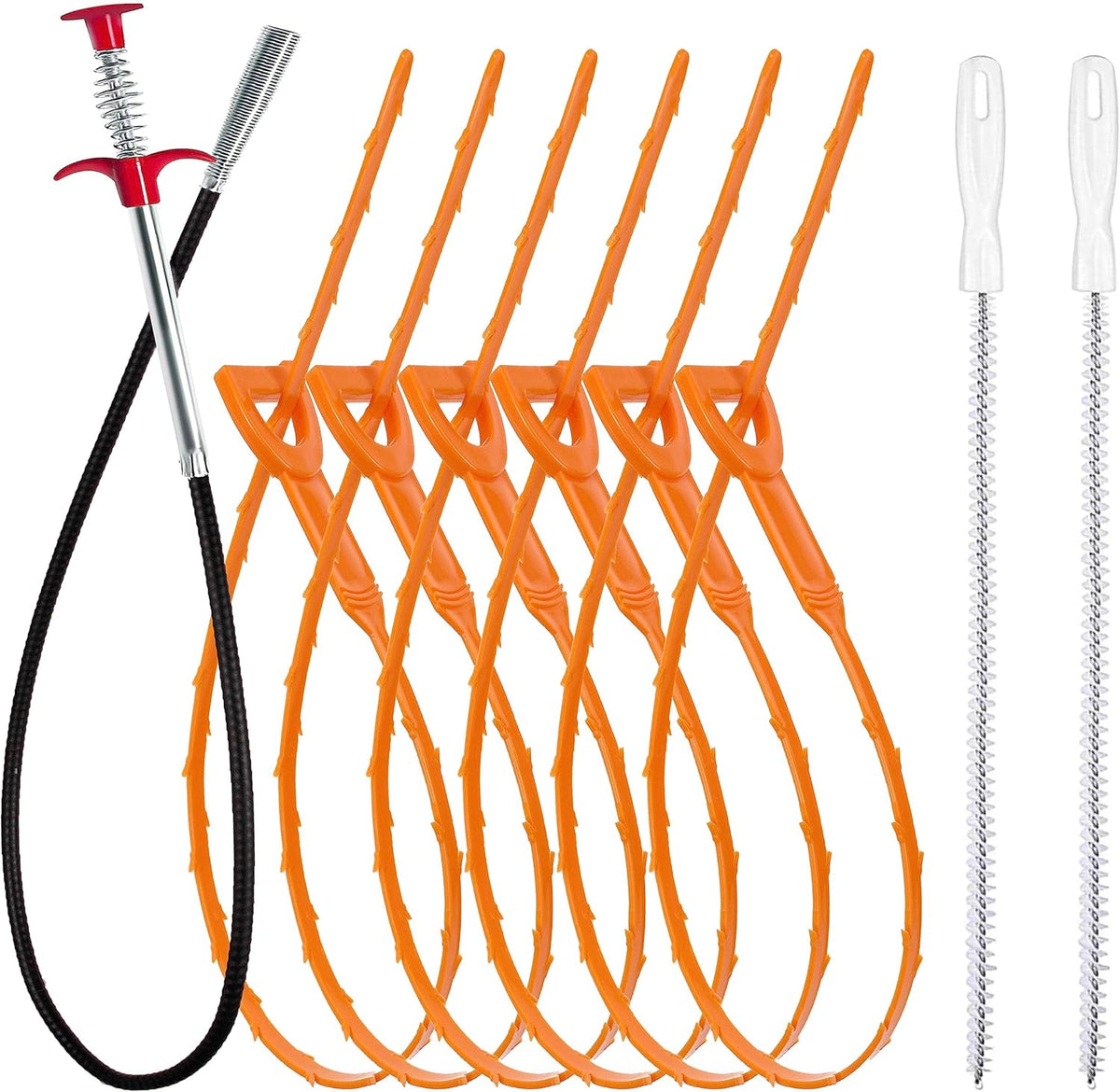 Drain Snake Hair Clog Remover Tool Set - 9 Pack Deep Cleaning Kit