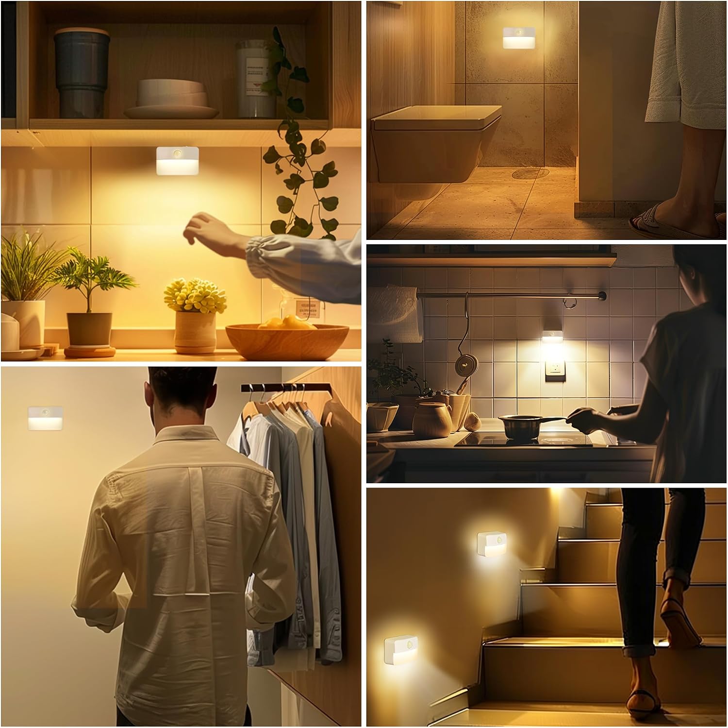 8 Pack Rechargeable Stair Lights for Indoor, Motion Sensor Night Lights