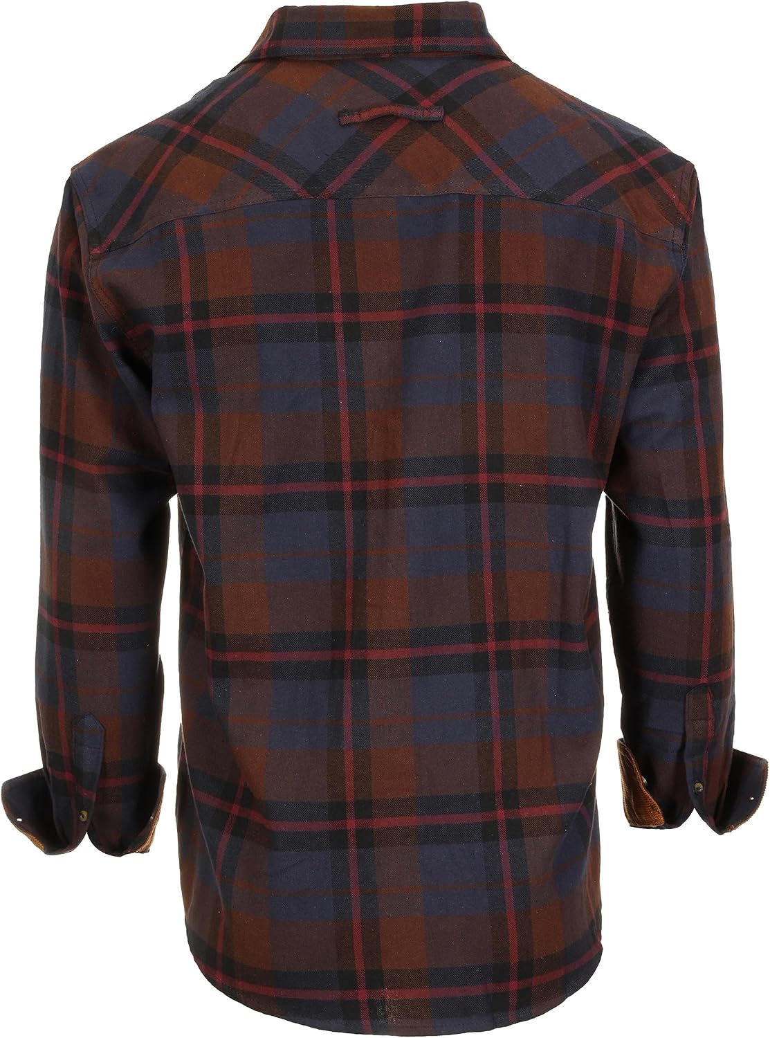 Gioberti Men's Brushed Flannel 100% Cotton Plaid Checkered Shirt with Corduroy Contrast