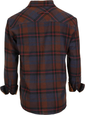 Gioberti Men's Brushed Flannel 100% Cotton Plaid Checkered Shirt with Corduroy Contrast