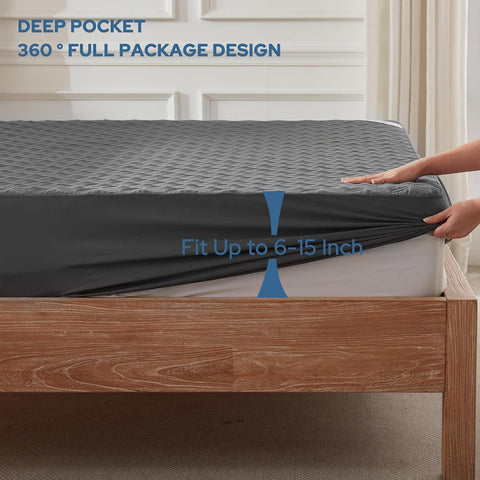BEDLORE Waterproof Full Size Mattress Protector, Deep Pocket Fit, Washable
