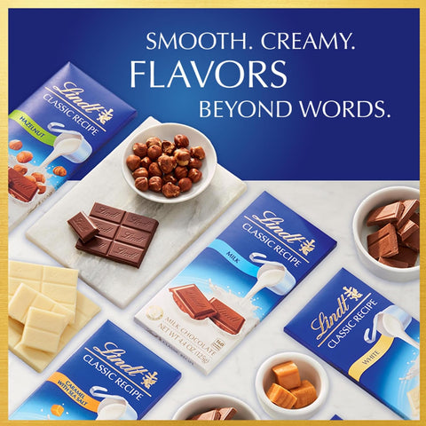Lindt CLASSIC RECIPE Milk Chocolate Candy Bar, 4.4 oz., 12 Pack
