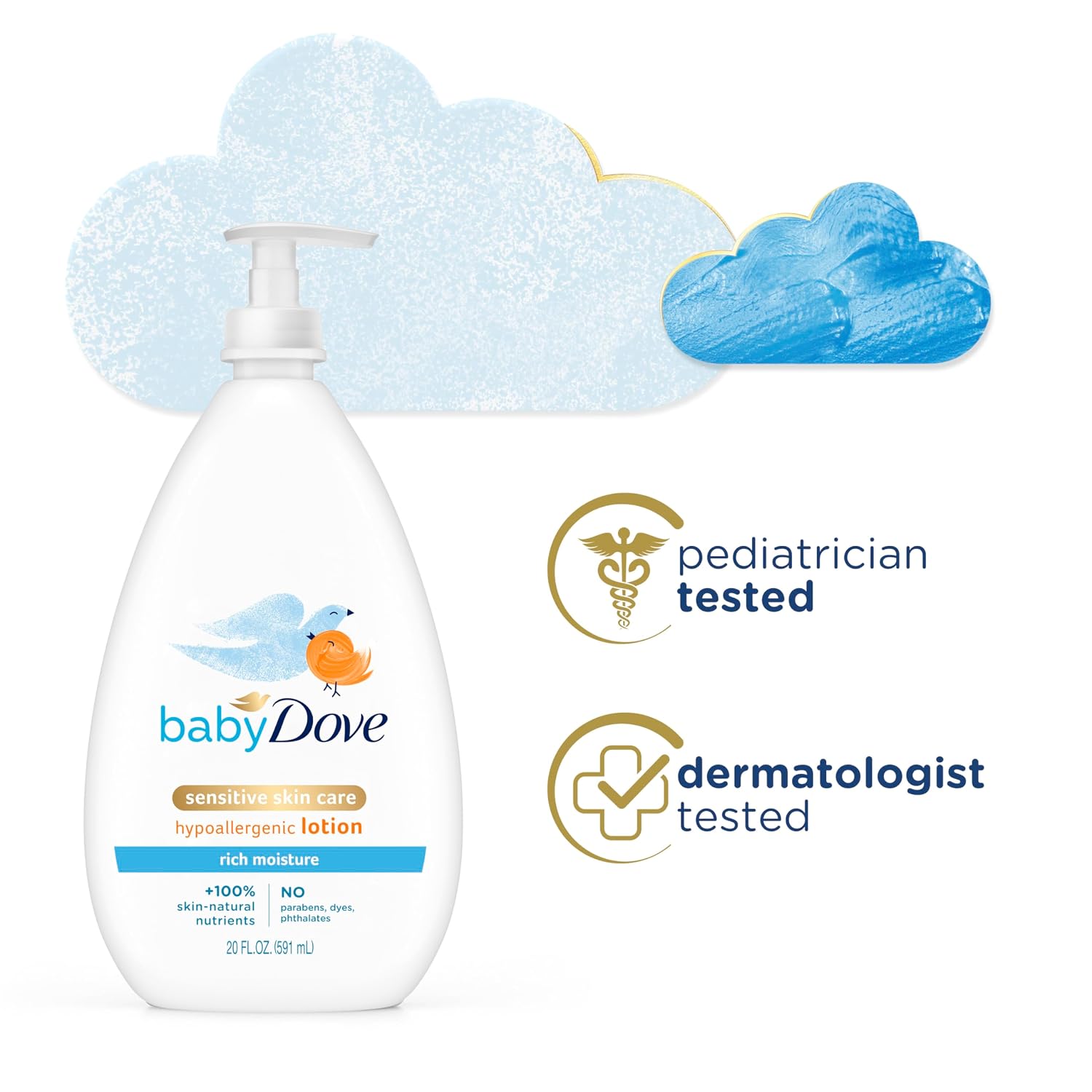 Baby Dove Sensitive Skin Care Body Lotion Rich Moisture 20 oz