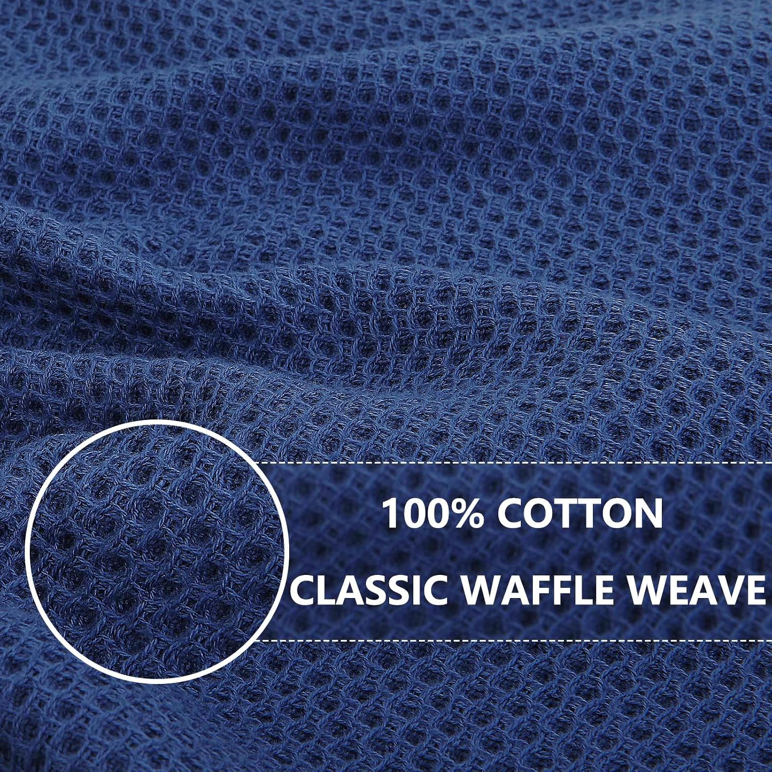 Homaxy 100% Cotton Waffle Weave Kitchen Dish Towels 6-Pack, Navy Blue