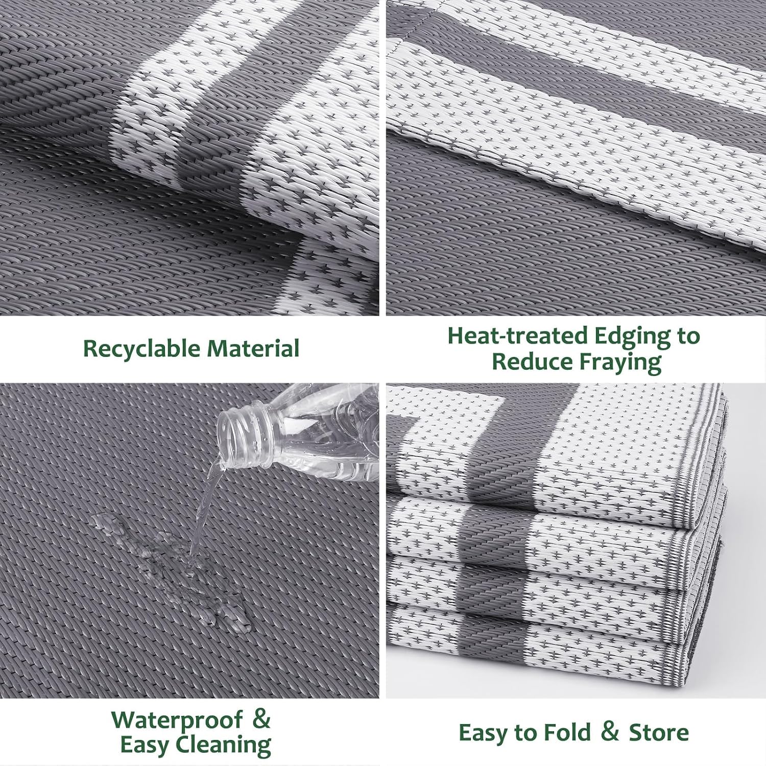 HappyTrends Outdoor Rug Portable Plastic Straw Camping Rugs for Outside RV