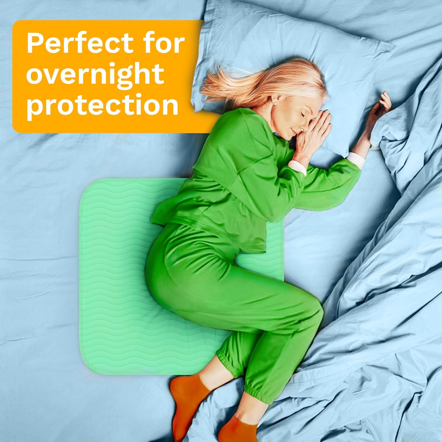 GREEN LIFESTYLE® Washable Underpads - Heavy Absorbency Reusable Bedwetting Incontinence Pads for Kids, Adults, Elderly, and Pets - Toddler Mattress Pads for Bed, Sofa, Floor (Pack of 4 - 34x36)