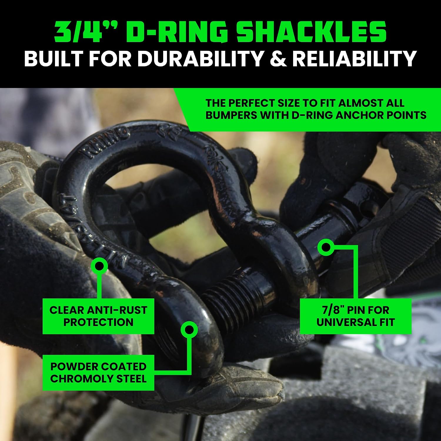 Rhino USA Recovery Combo Kit - 30ft Tow Strap & D-Ring Shackles