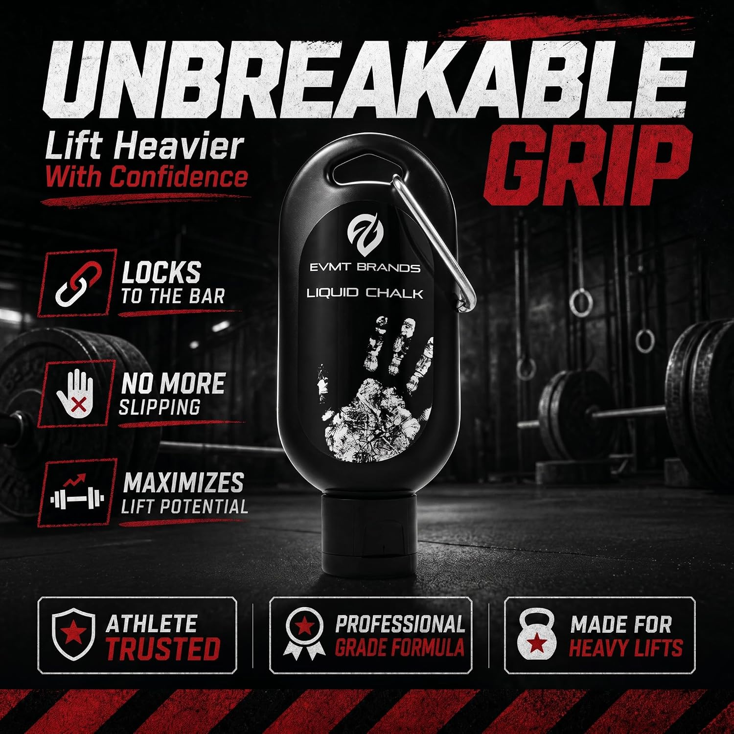 EVMT Brands Liquid Chalk, Mess Free Gym Chalk for Weightlifting, Gymnastics, Rock Climbing, Dancing. Sweat Resistant and Long Lasting for Stronger Grip.