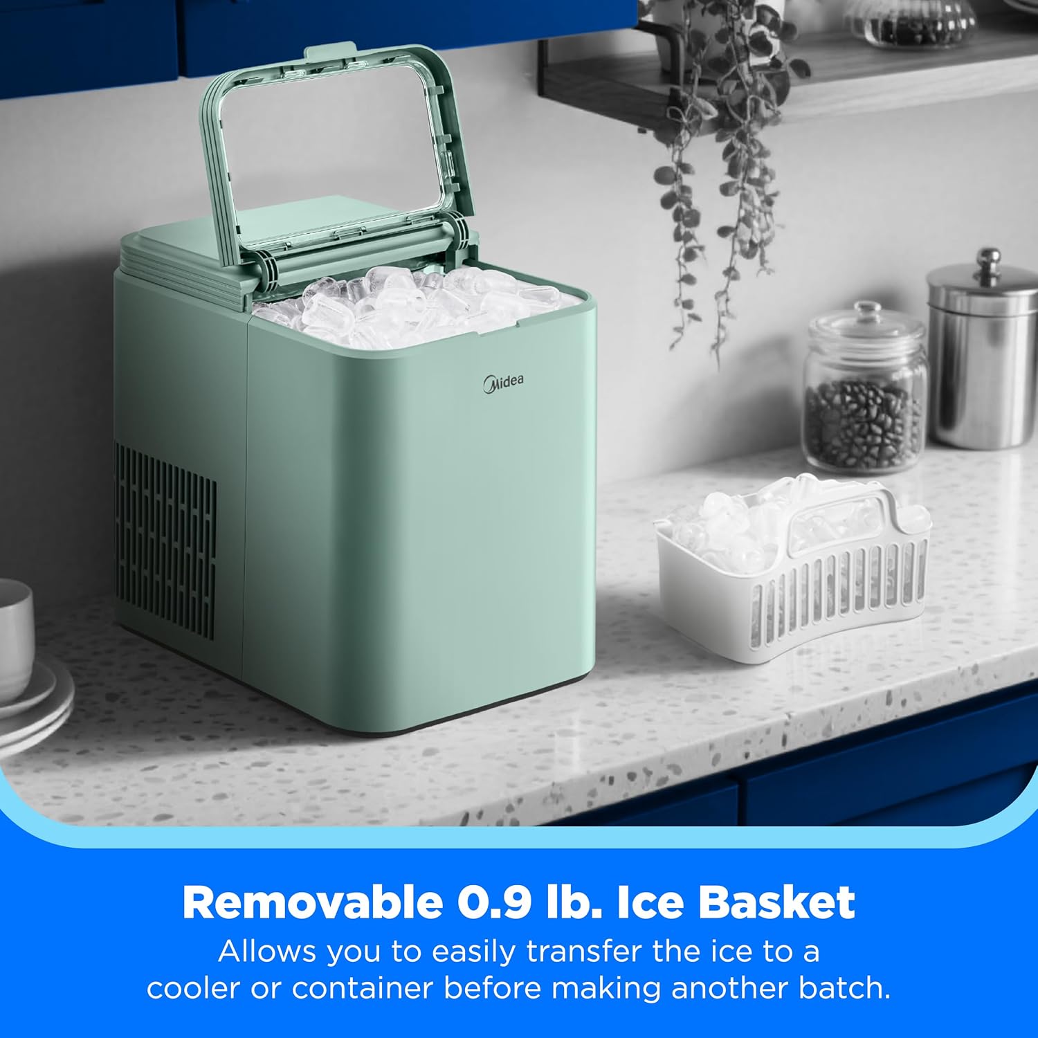Midea 26lbs Countertop Bullet Ice Maker, Self-Cleaning, with Ice Scoop